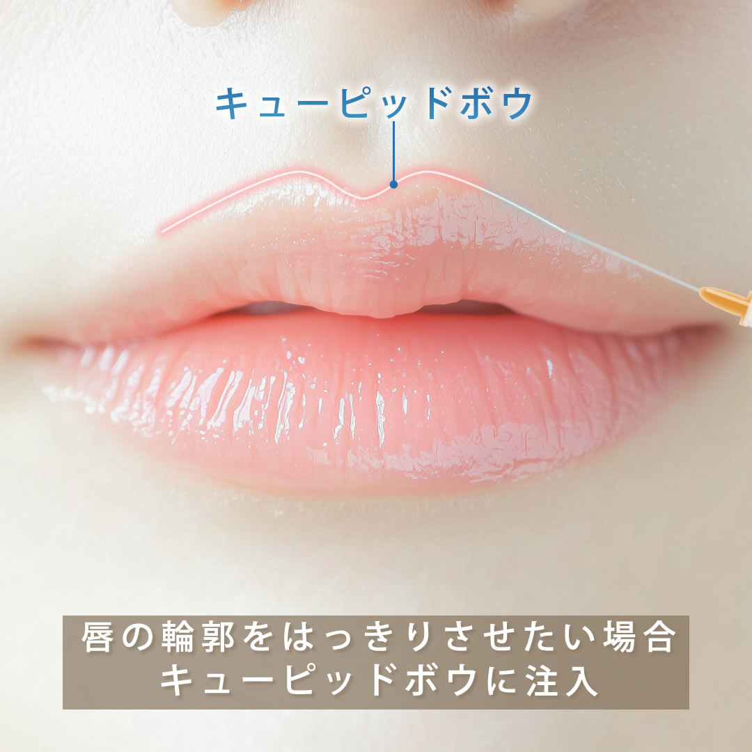 キュウビッドボウにヒアルロン酸を注入している様子