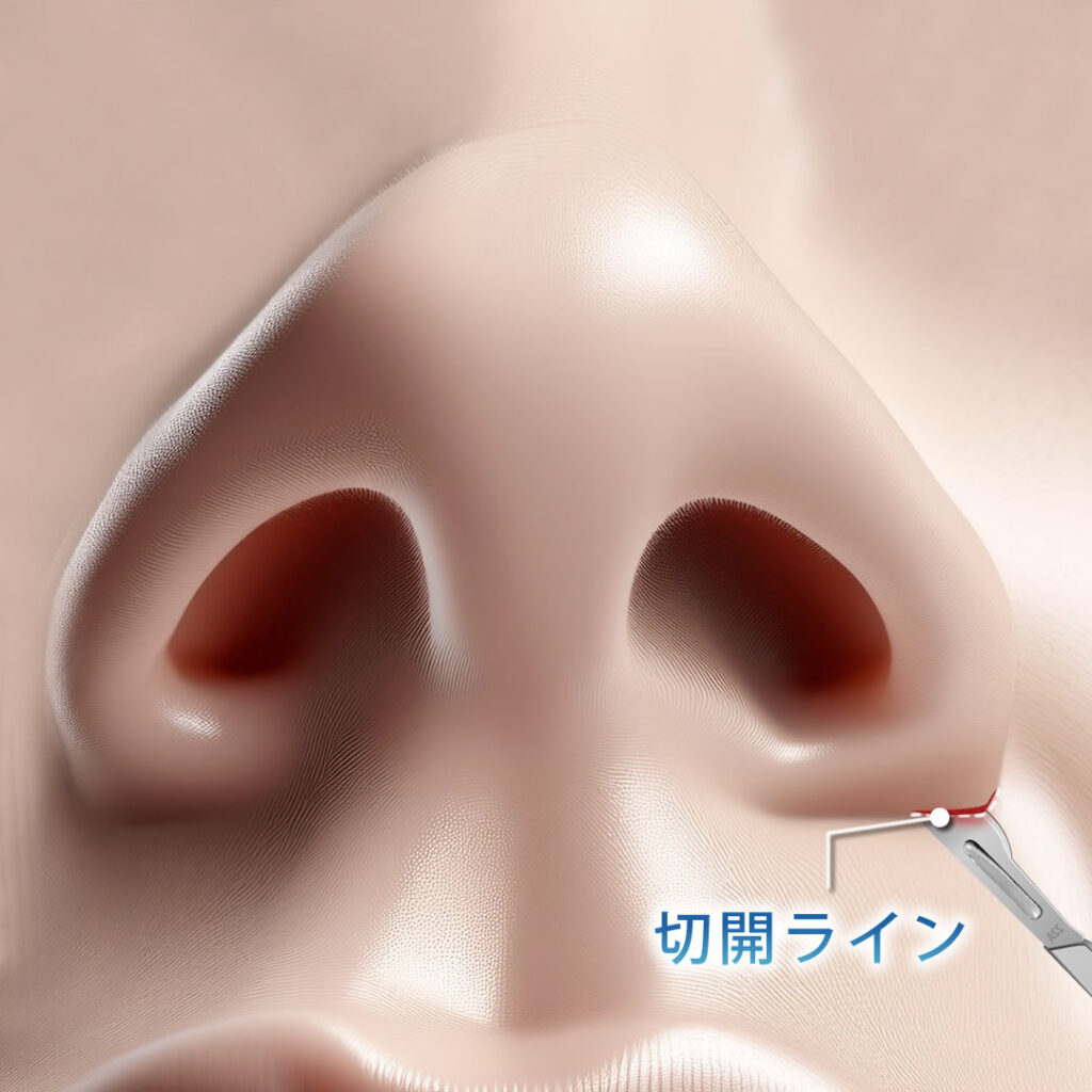 小鼻縮小の切開ライン