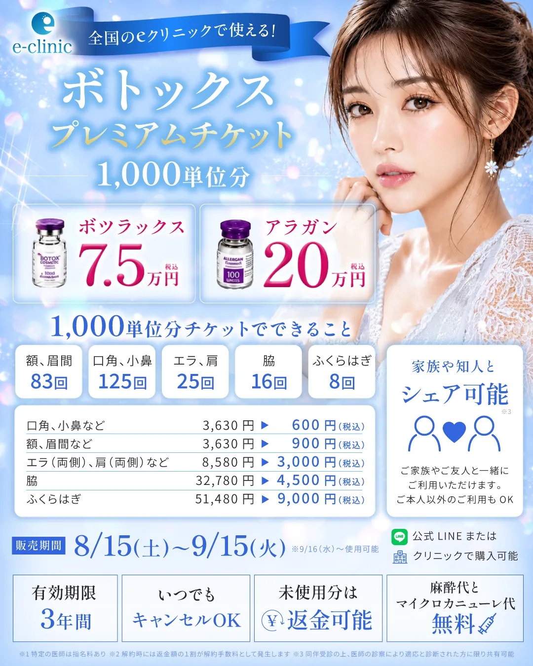 ボトックスのプレミアムチケットのバナー 