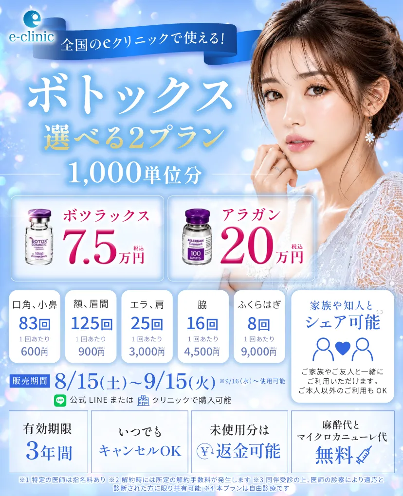 ボトックスのプレミアムチケットのバナー 
