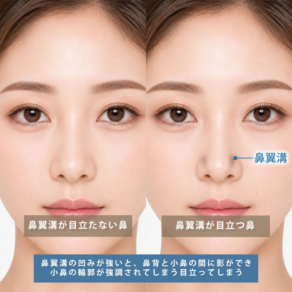 鼻翼溝があると忘れ鼻にならない図解